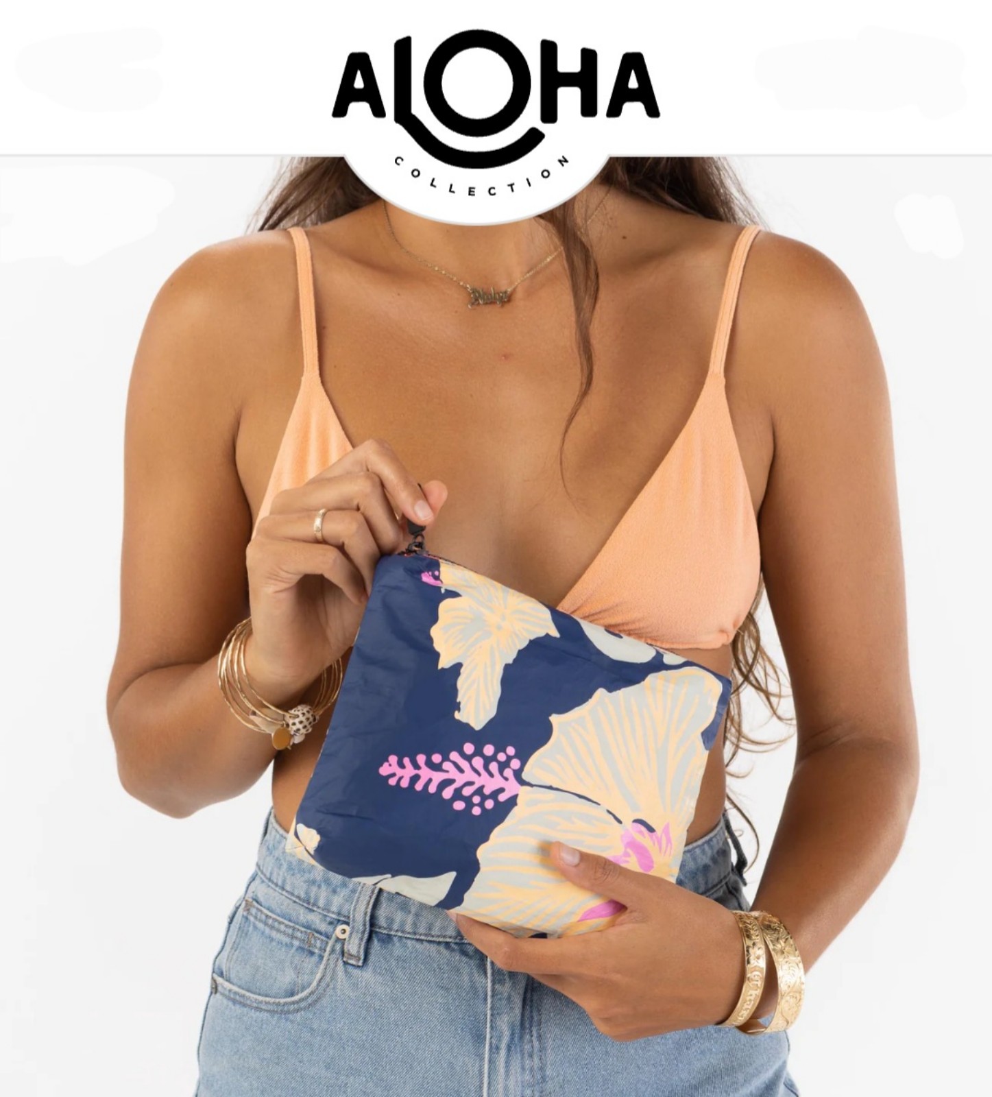 NWT Aloha Collection Small Pouch with stunning neon zipper Special Edition