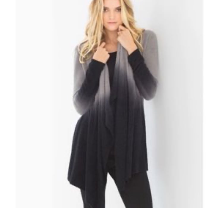 NWT Barefoot Dreams Cozychic Lite Ombré Cardigan Women Size S/M Pewter Black
