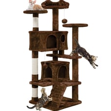 Pet Play Palace 54.5 Cat Tree Scratcher Condo Furniture, Brown