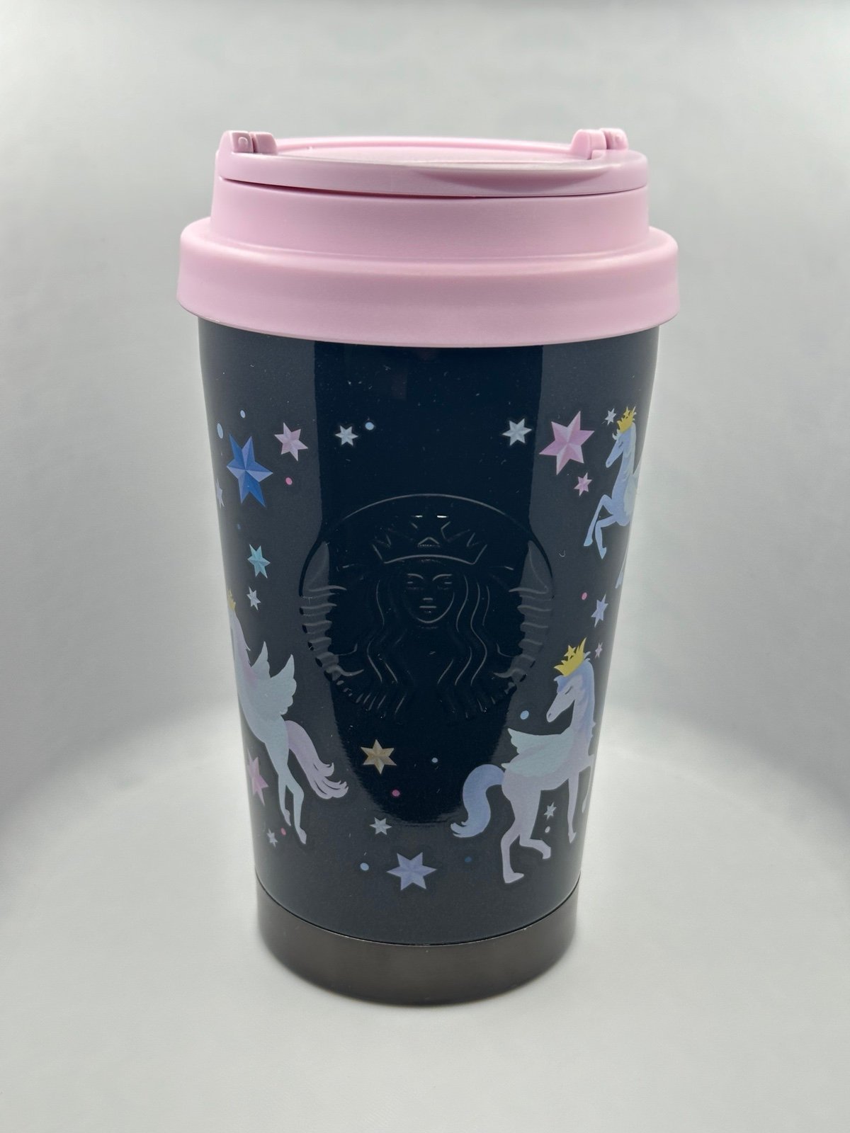 Starbucks Japan Stainless Steel ToGo Logo Tumbler Pink and Black Pegasus 12oz