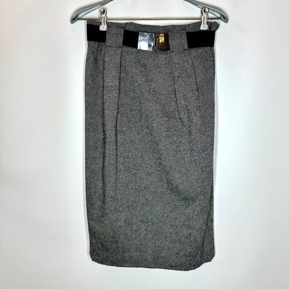 Zara | Women’s S Small Grey Tweed Wool Pencil Skirt Belt