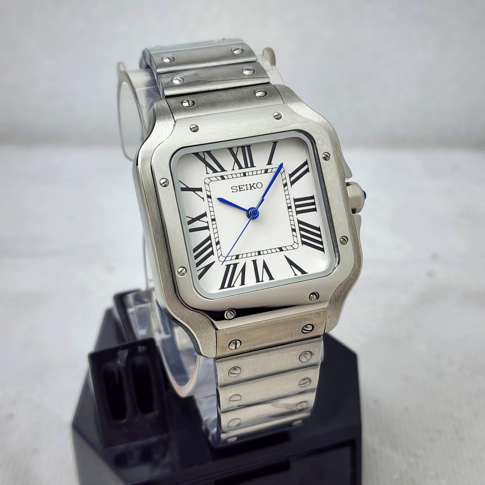 CUSTOM SEIKO MOD WHITE SILVE AUTOMATIC W/ NH35 MOVEMENT SAPPHIRE MEN'S WATCH NEW