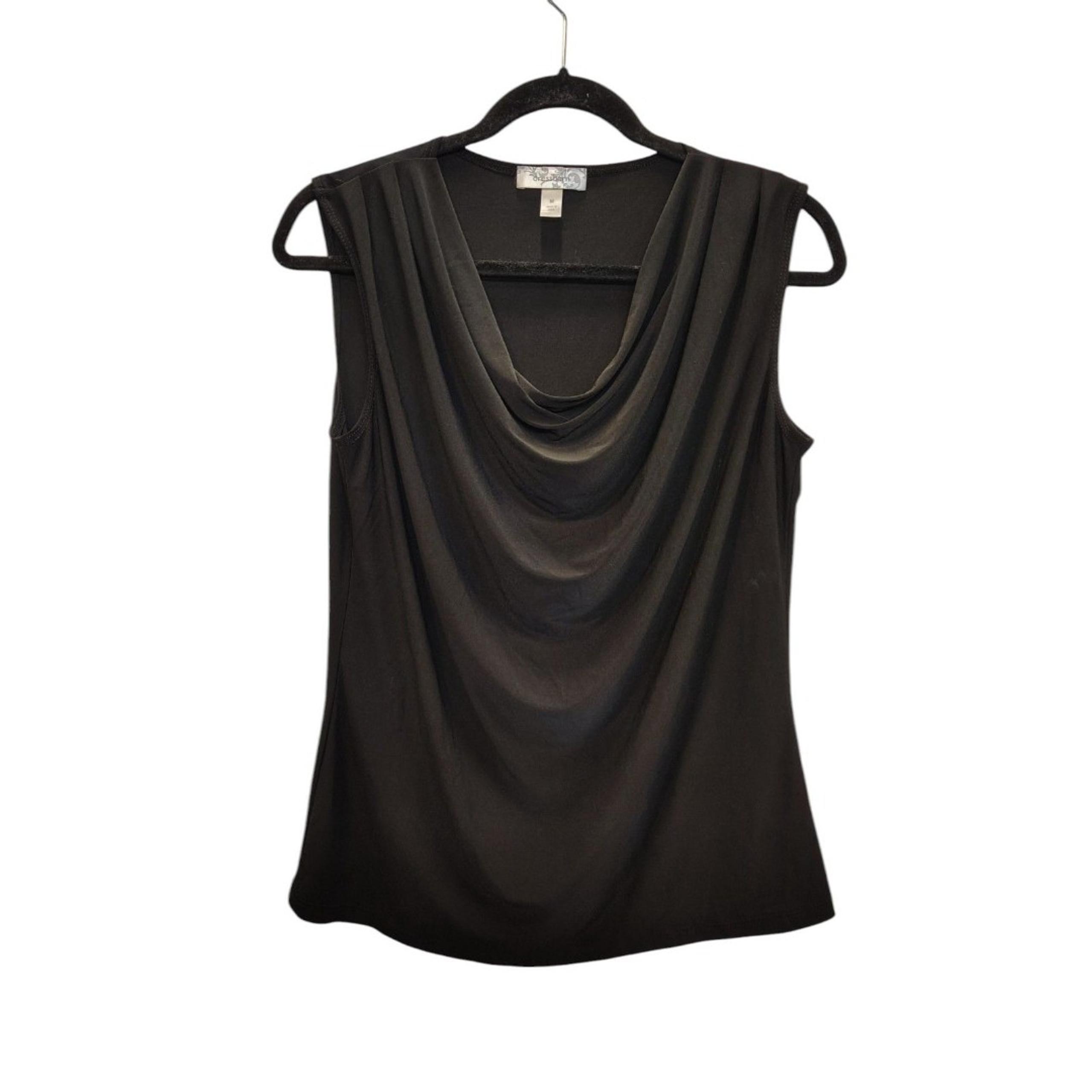 Dress barn black draped cowl neck sleeveless blouse
