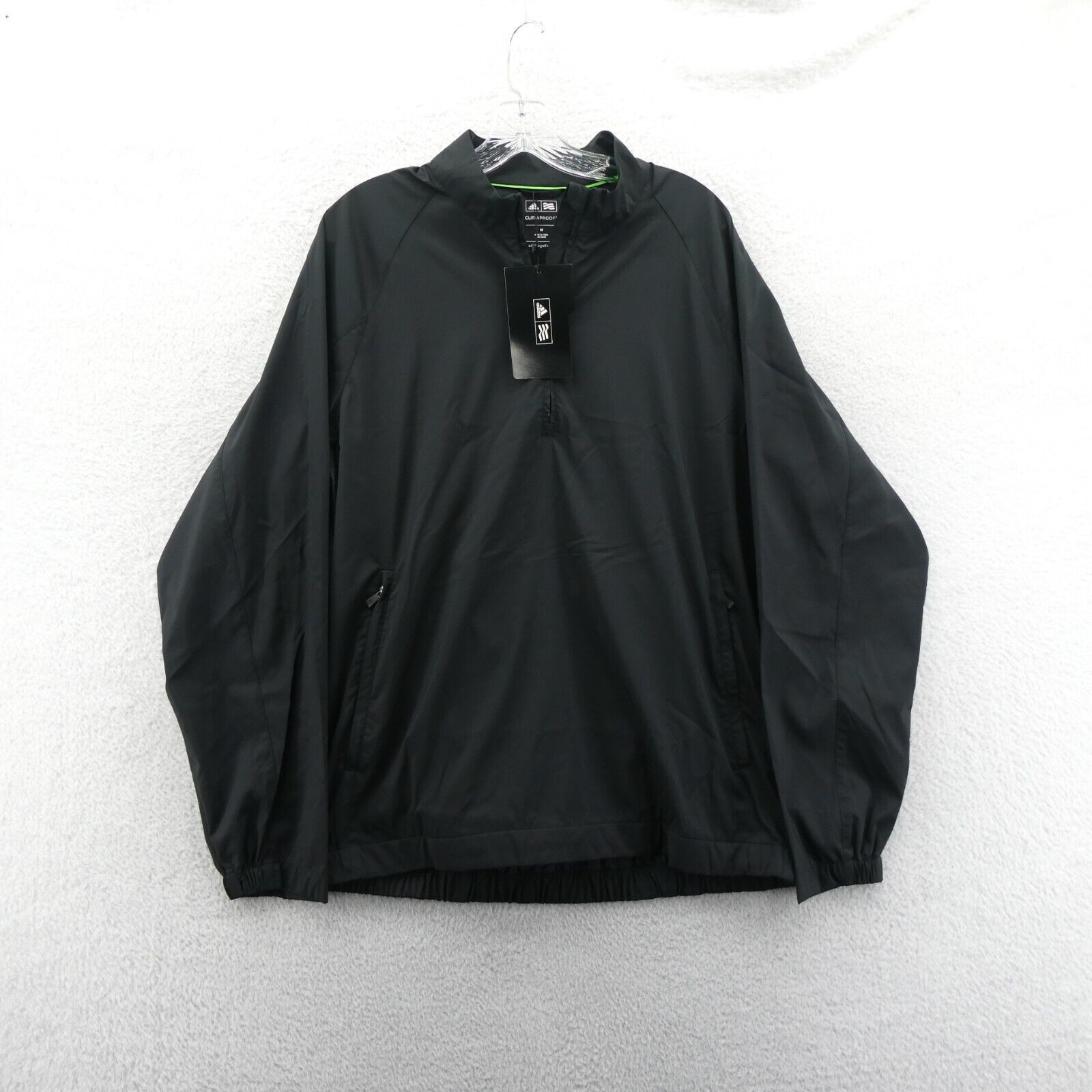 Adidas Golf Jacket Mens Medium Black 1/4 Zip Pullover PGA Casual Preppy Top New