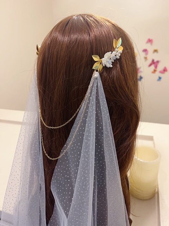 Bridal gold boho flowers hair wedding headpiece vintage leaf wedding hair piece