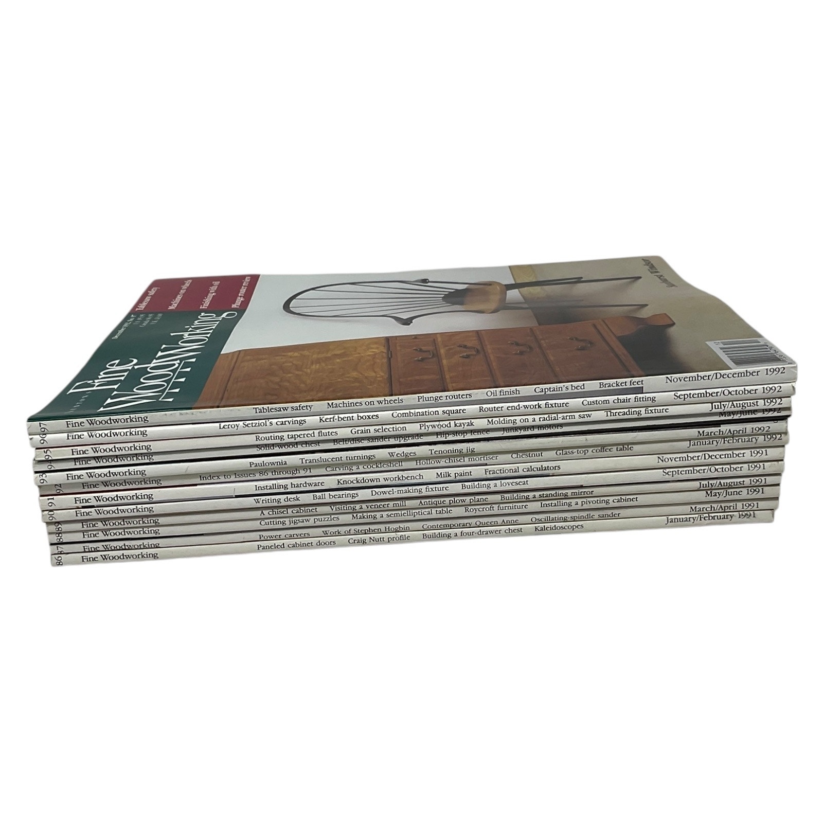 Fine Woodworking Magazine Complete Years 1991 and 1992 12 Vintage Issues