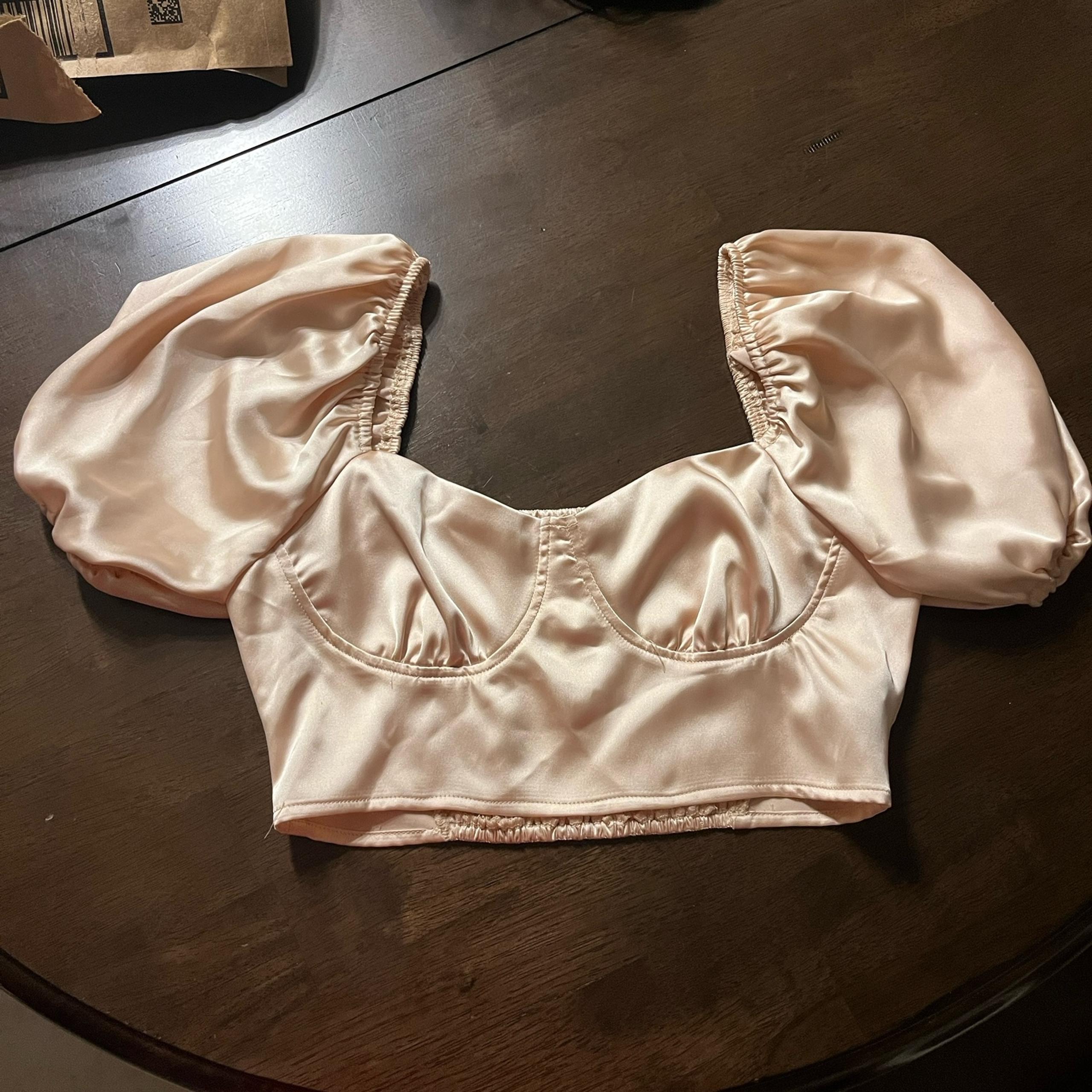 Forever 21 Rose Gold / Blush Blouse with Puff Sleeves