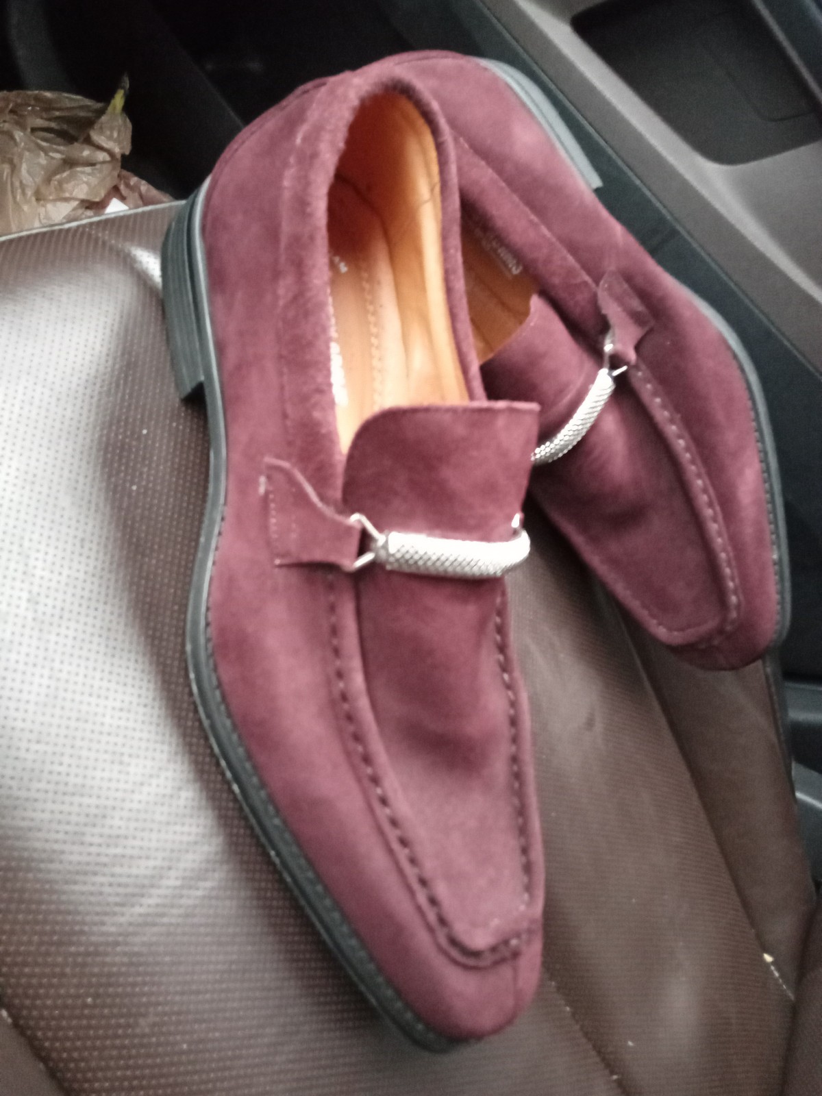 Men's burgundy Stacy Adams suede loafers size 10