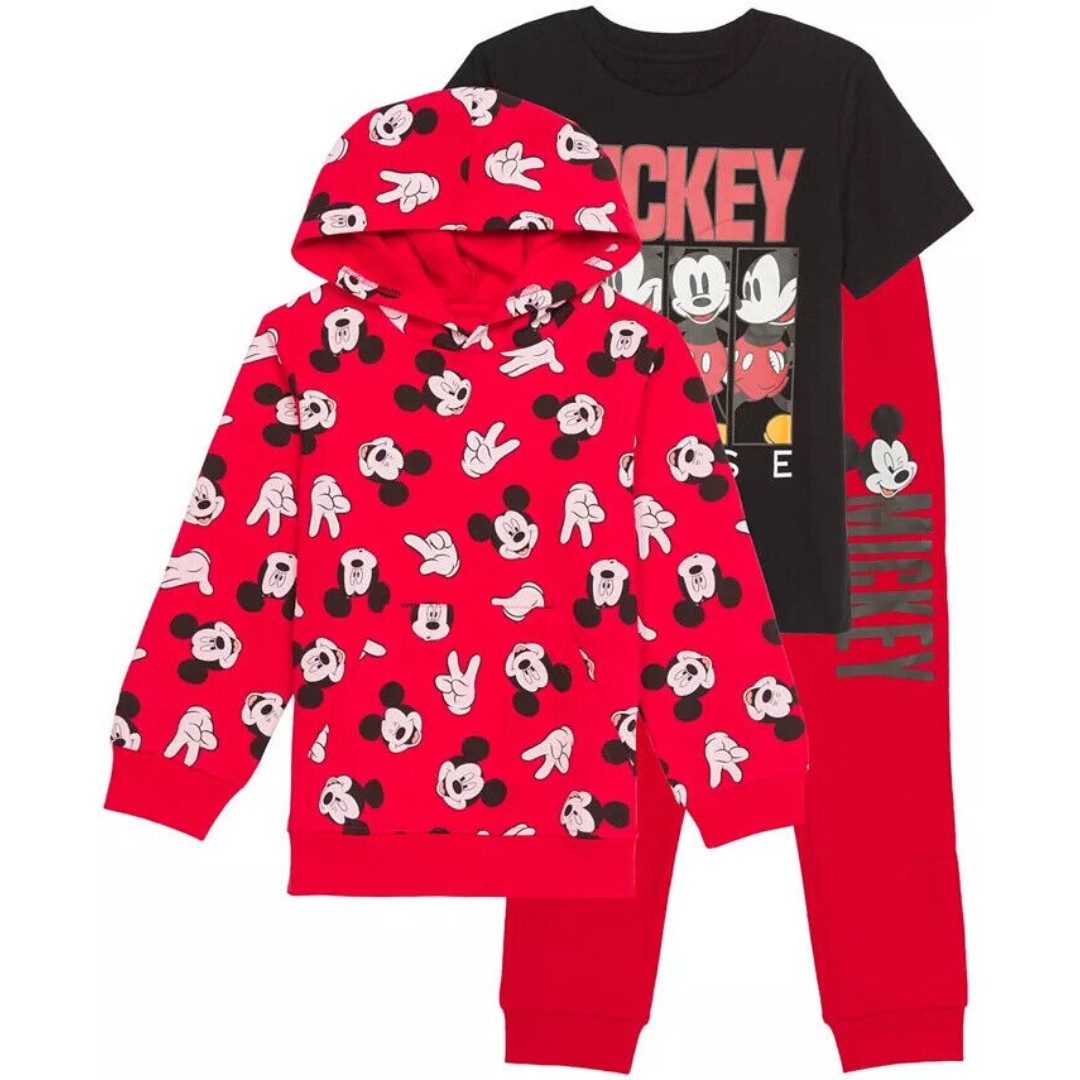 NWT Disney Junior HYBRID Little Boys Mickey Walking Cool Bundle Fleece 3-pc. Set