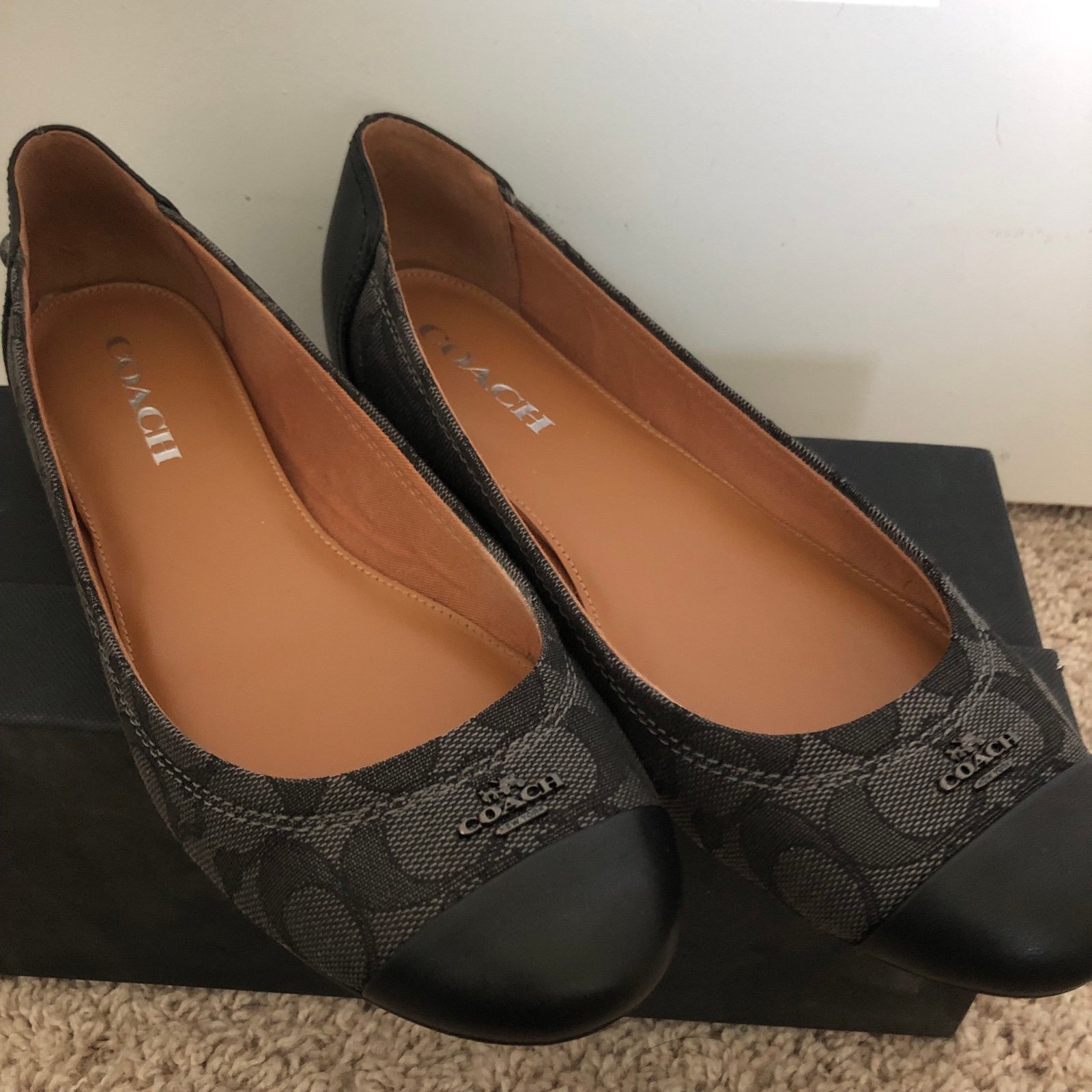 COACH Annabel Leather Flat ブラック C Coach Annabel Leather Ballet Flats in Black Size 6 EUC | eBay