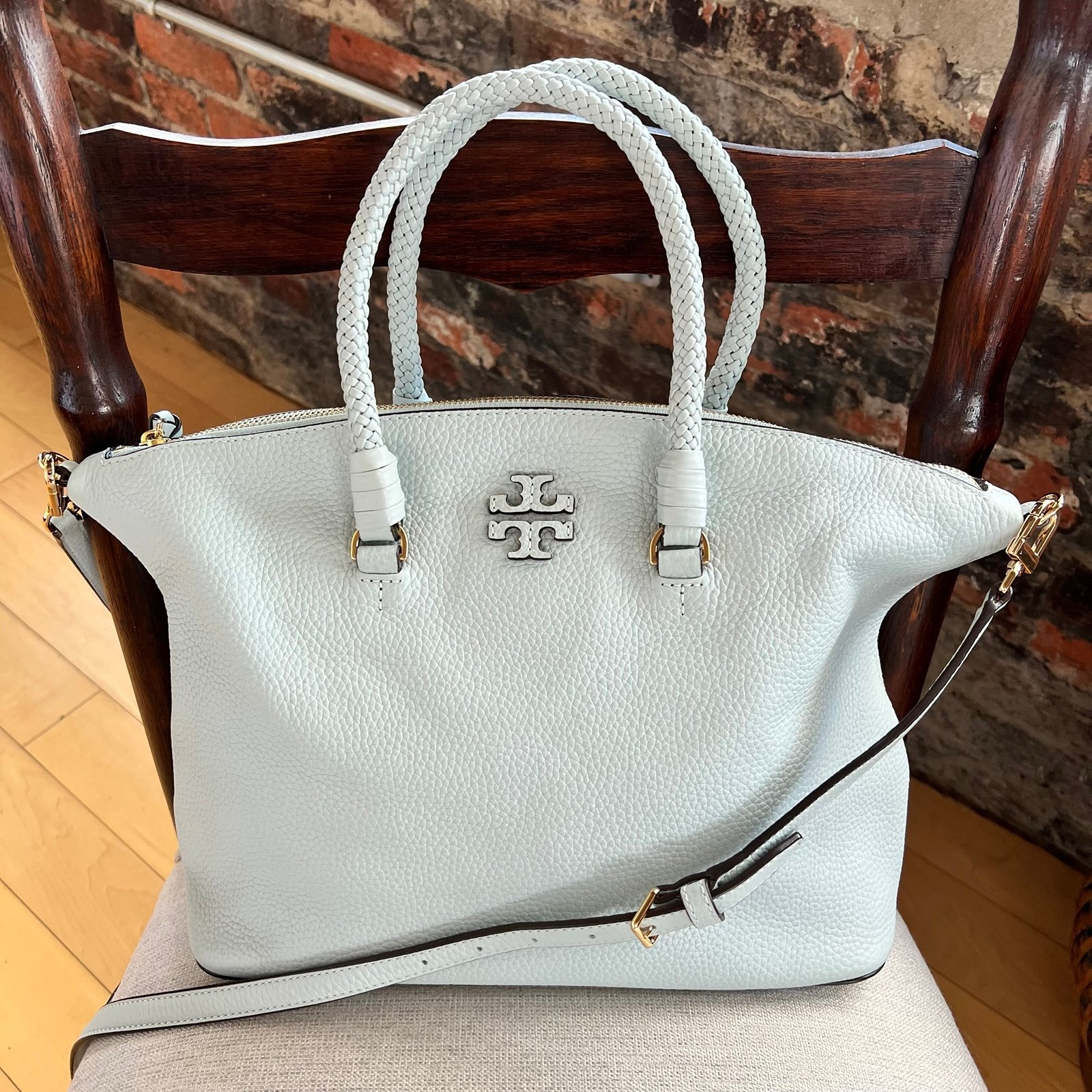 ‼️PRICE IS FIRM‼️ 425 Stylish Tory Burch Leather Satchel Bag Light Blue