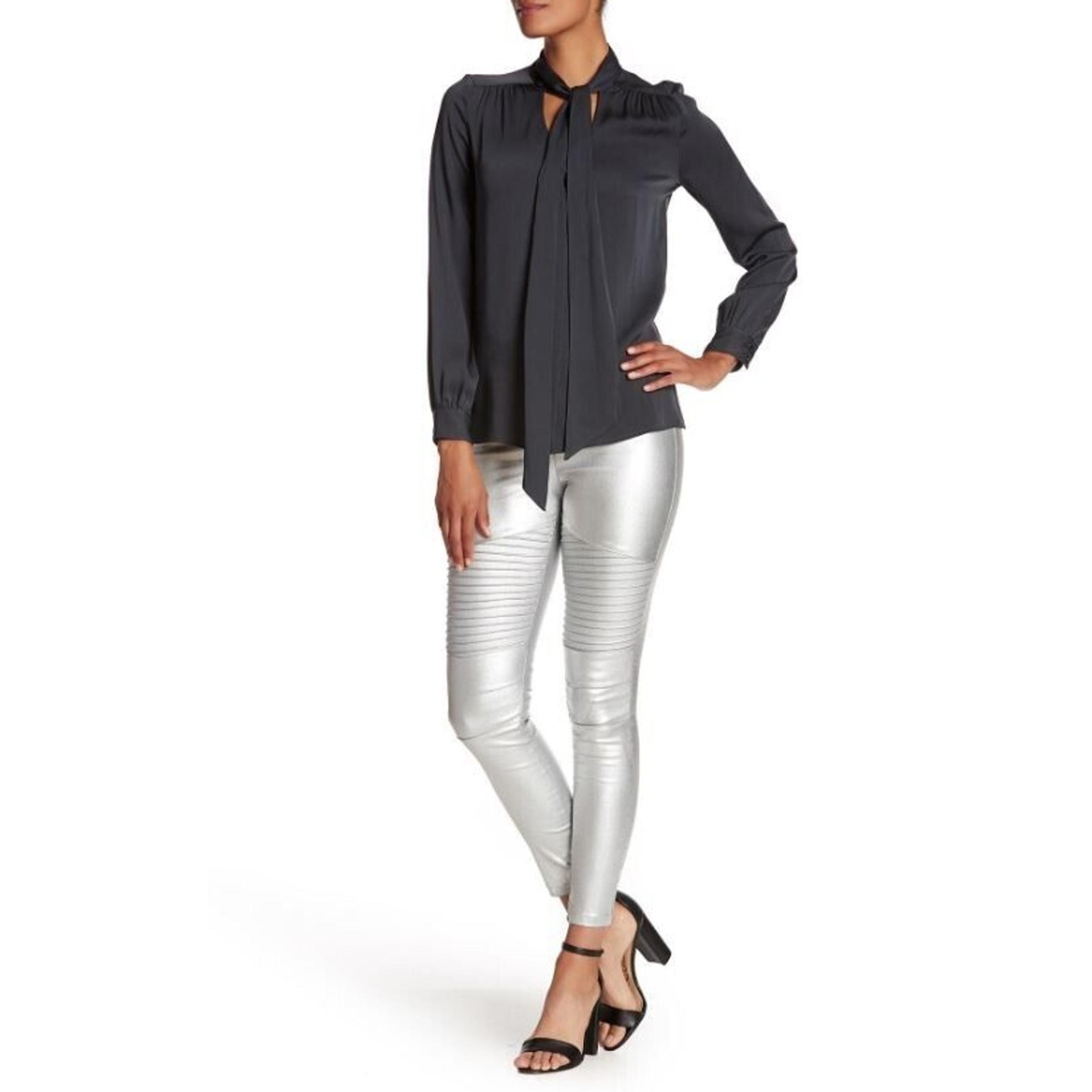 Oober Swank Women's Coated High Waist Leggings in Silver XSmall MSRP $34.99