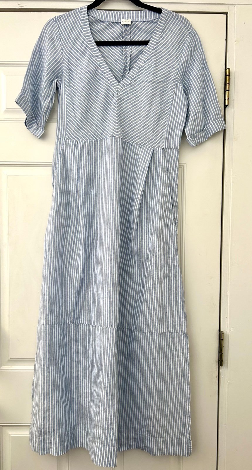 Striped Linen Poetry Dress-Size 2
