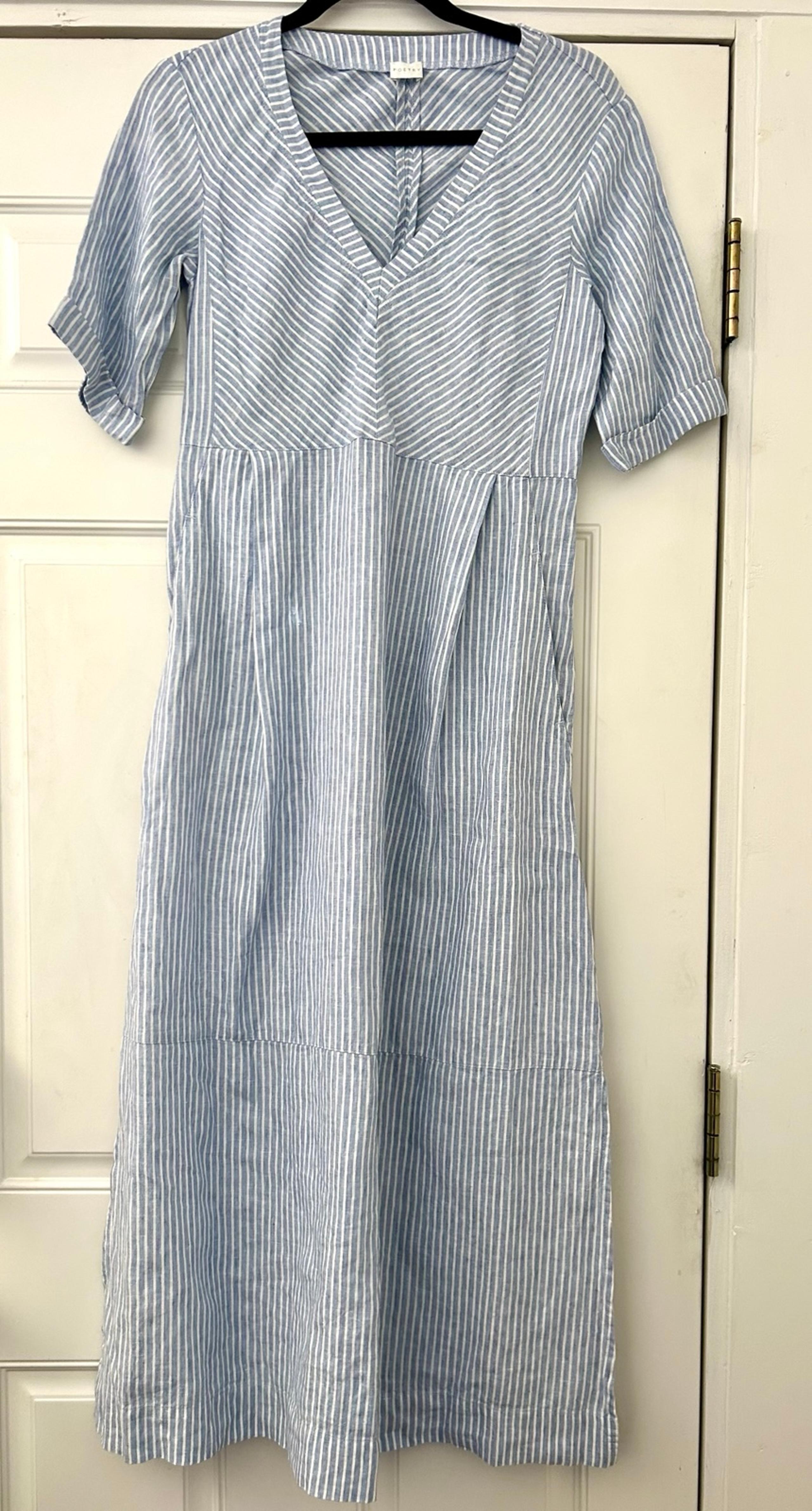 Striped Linen Poetry Dress-Size 2
