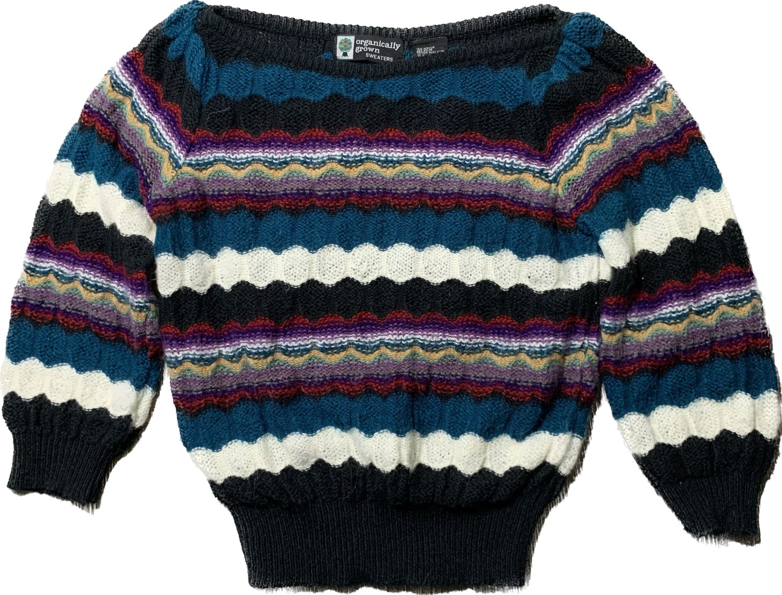 Vintage organically grown striped acrylic cropped sweater