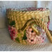 Vintage 1950s 60s Woven Straw Basket Box Purse Handbag Raffia Strawberry