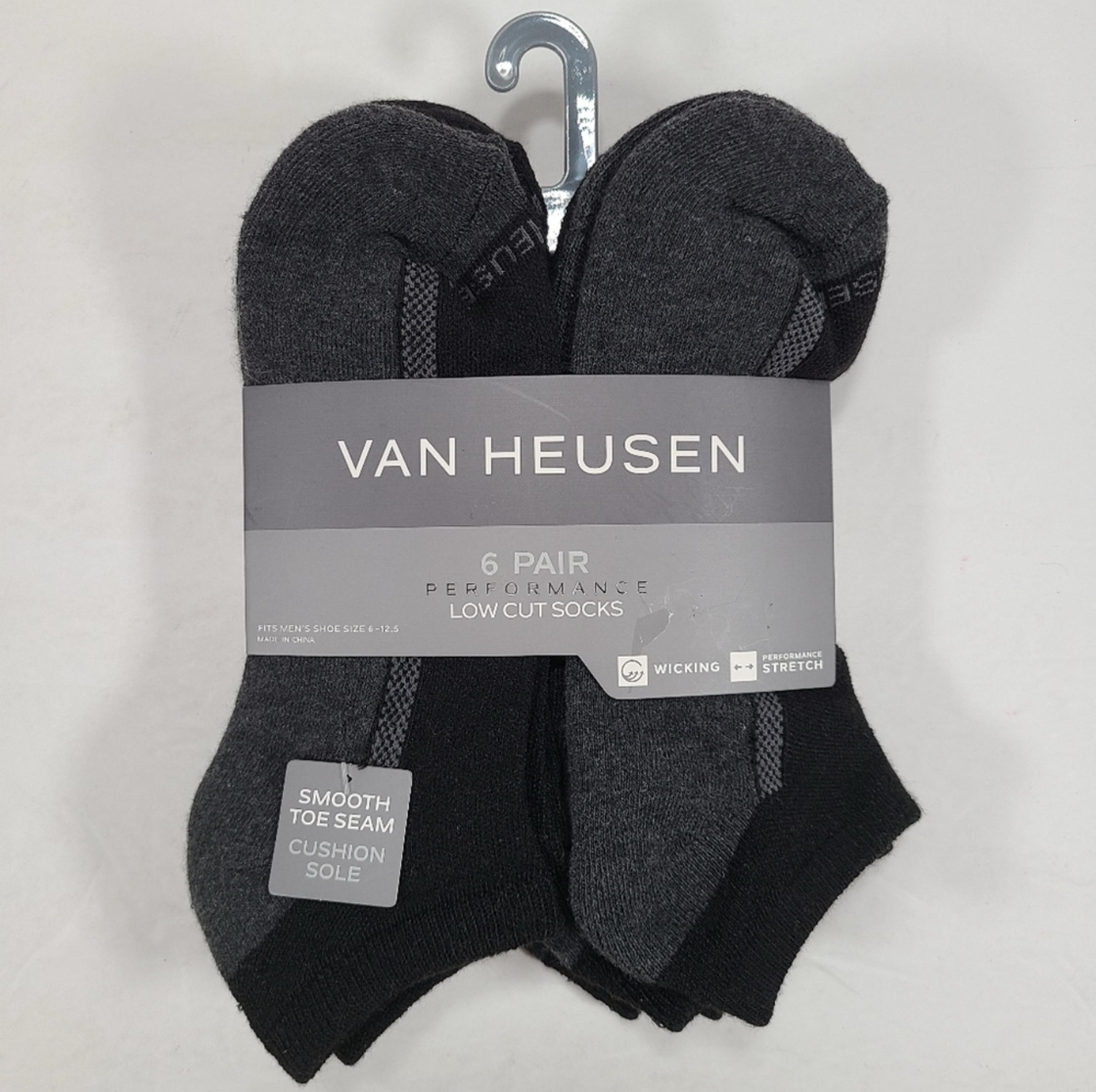 Van Heusen Black Gray Performance Low Cut Socks 6 Pair Size 6-12.5