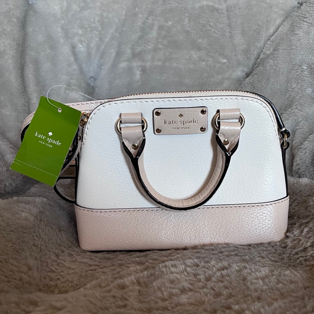NEW Kate Spade mini rachelle wellesley cream pebble leather crossbody zip top