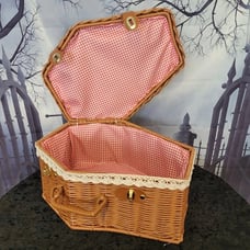 BOO BASKET COFFIN - Adorable Handmade One of a Kind Wicker Picnic Basket Gift