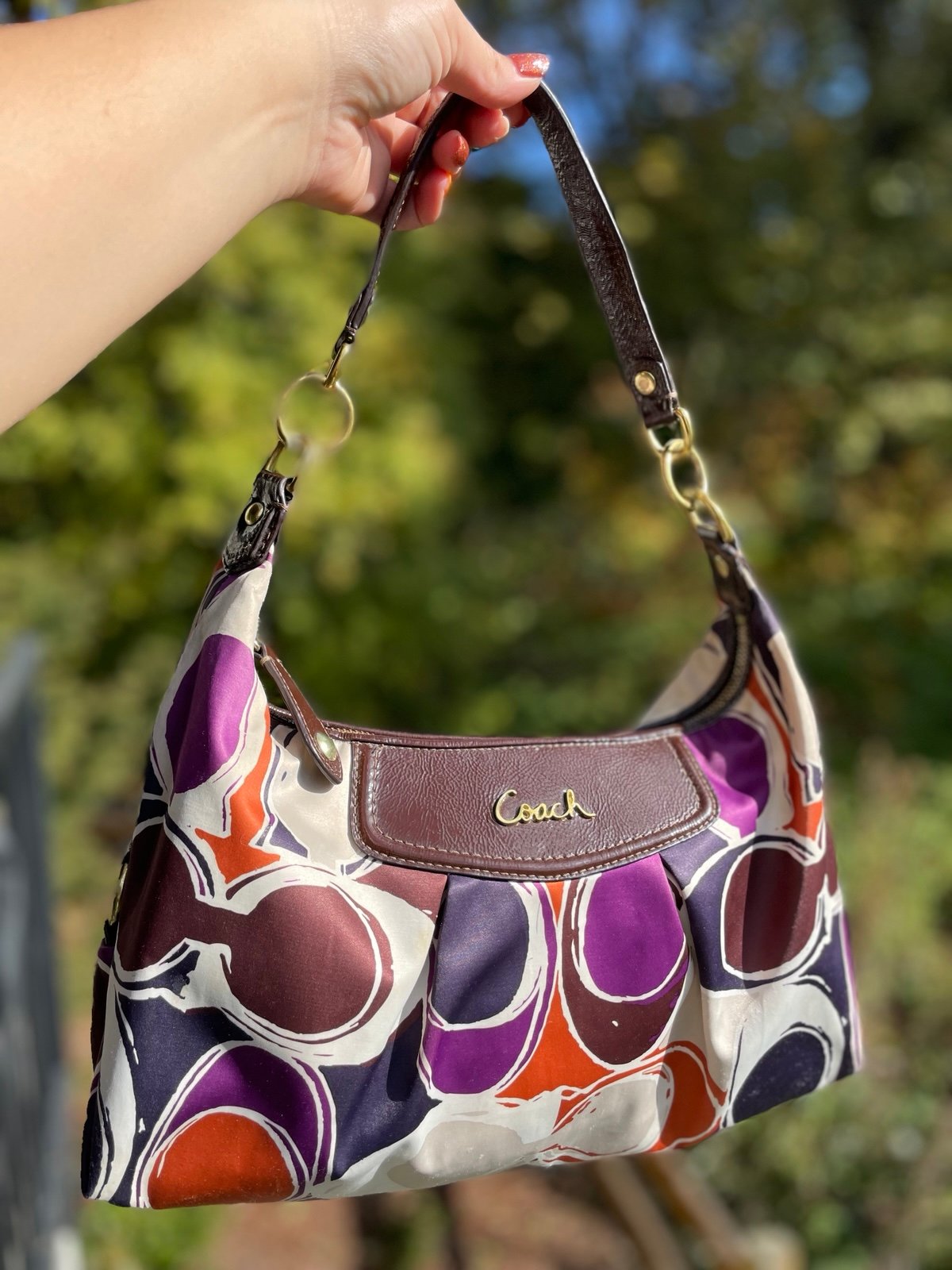 COACH Ashley Hobo Multicolor Scarf Print Shoulder Handbag F20063