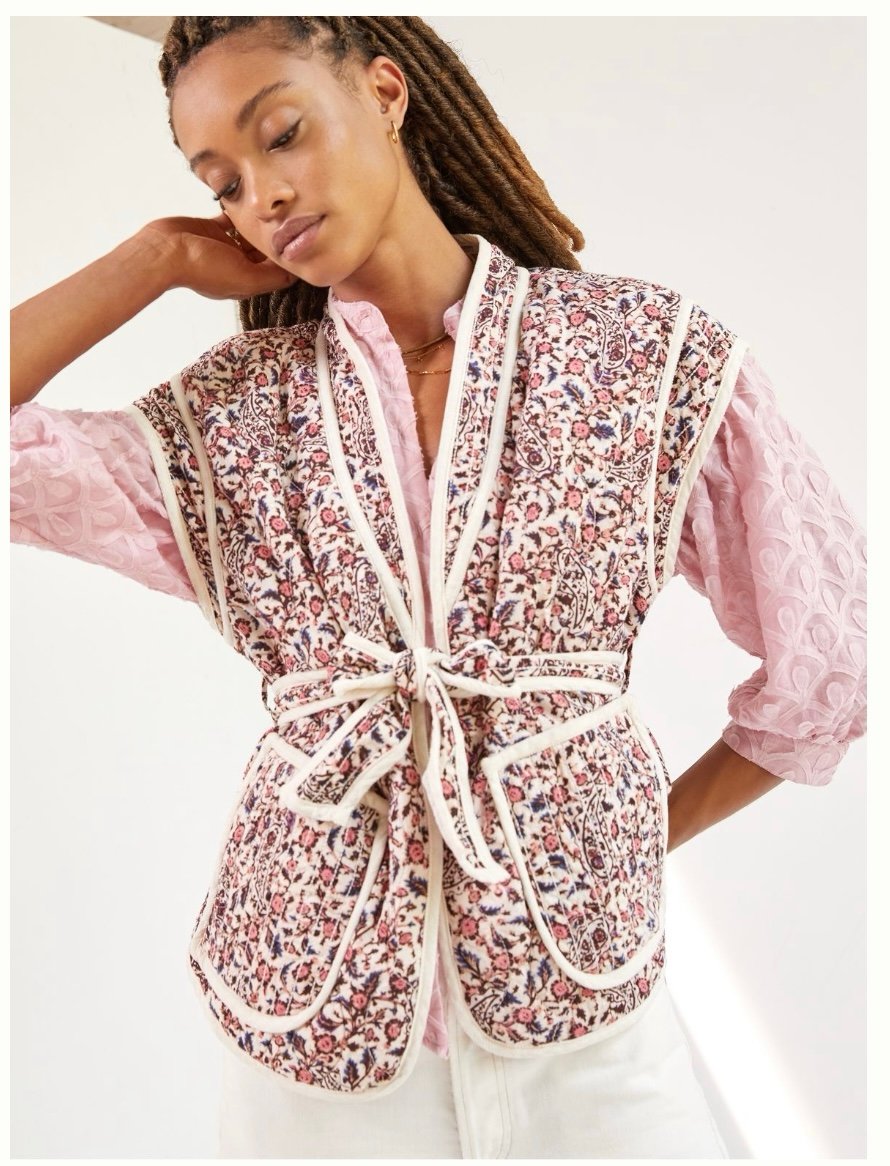 Anthropologie quilted tie front vest L/XL NEW with tags