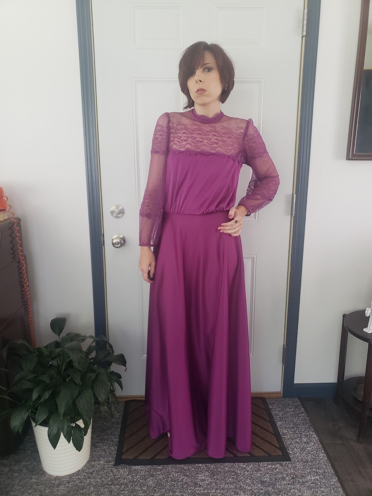 Vintage 70s Purple Prom Dress