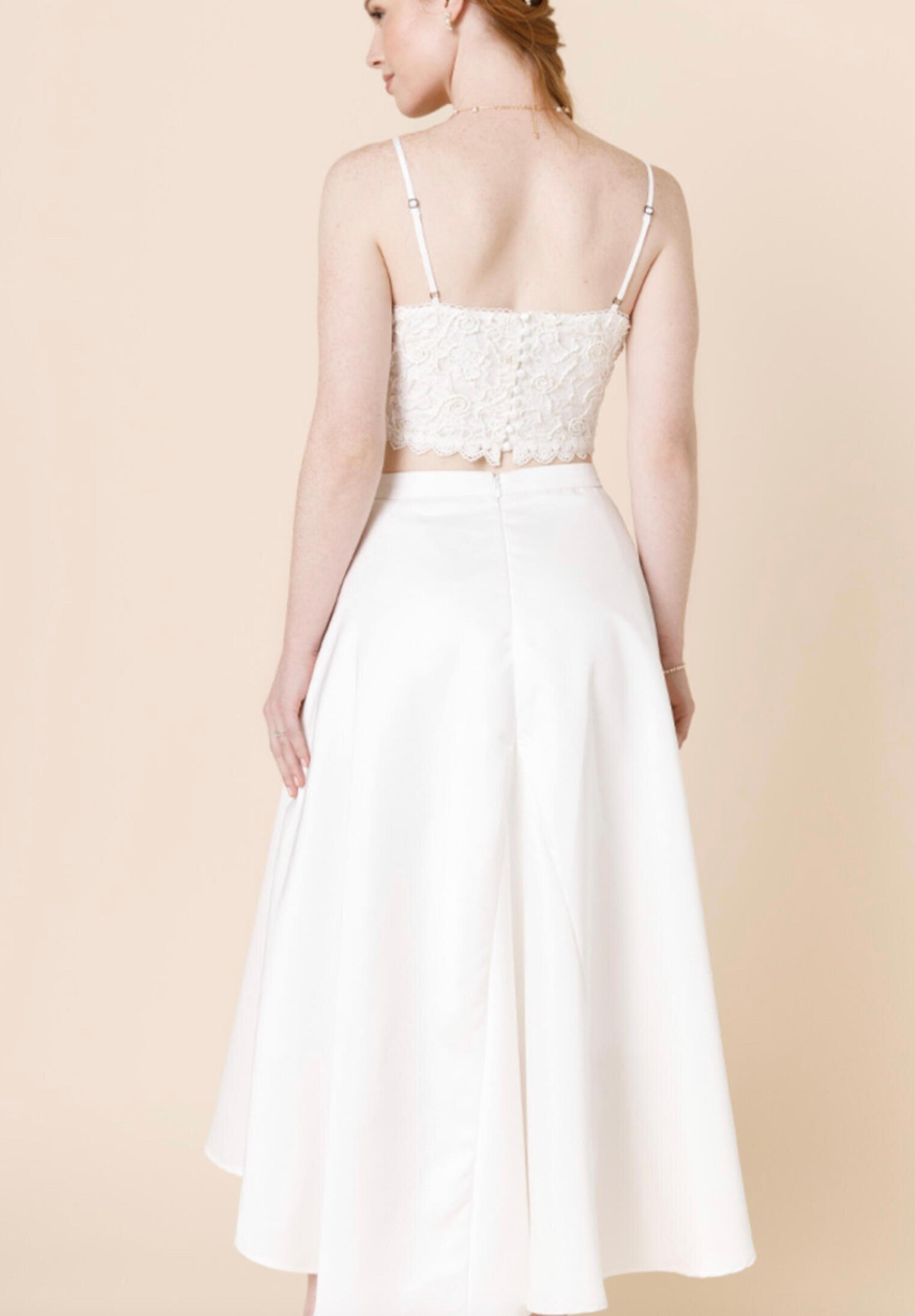Women's Junie Side Pocket High Low Wedding Skirt