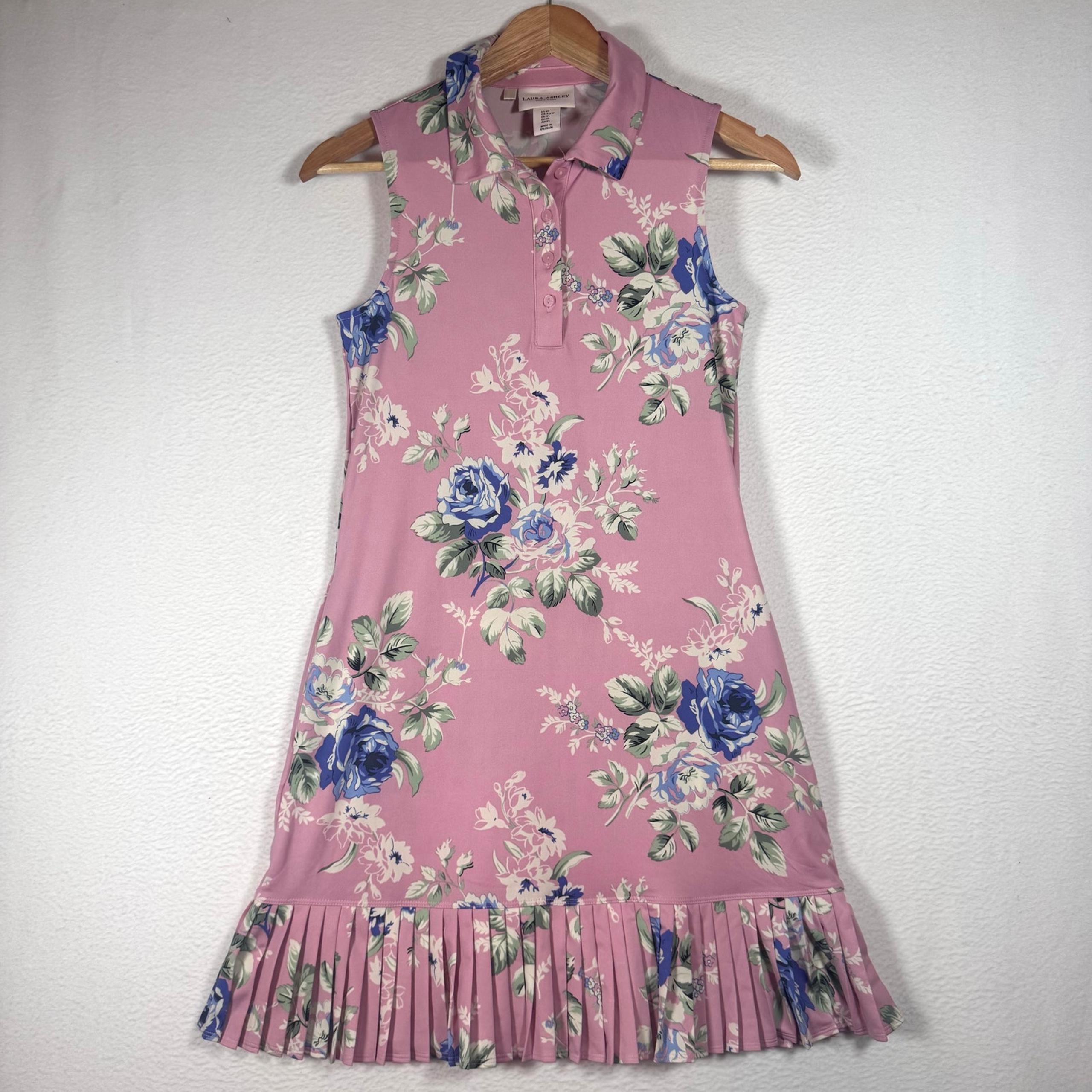Laura Ashley Golf & Tennis Floral Pink Women's Dress Sleeveless Gorpcore XS