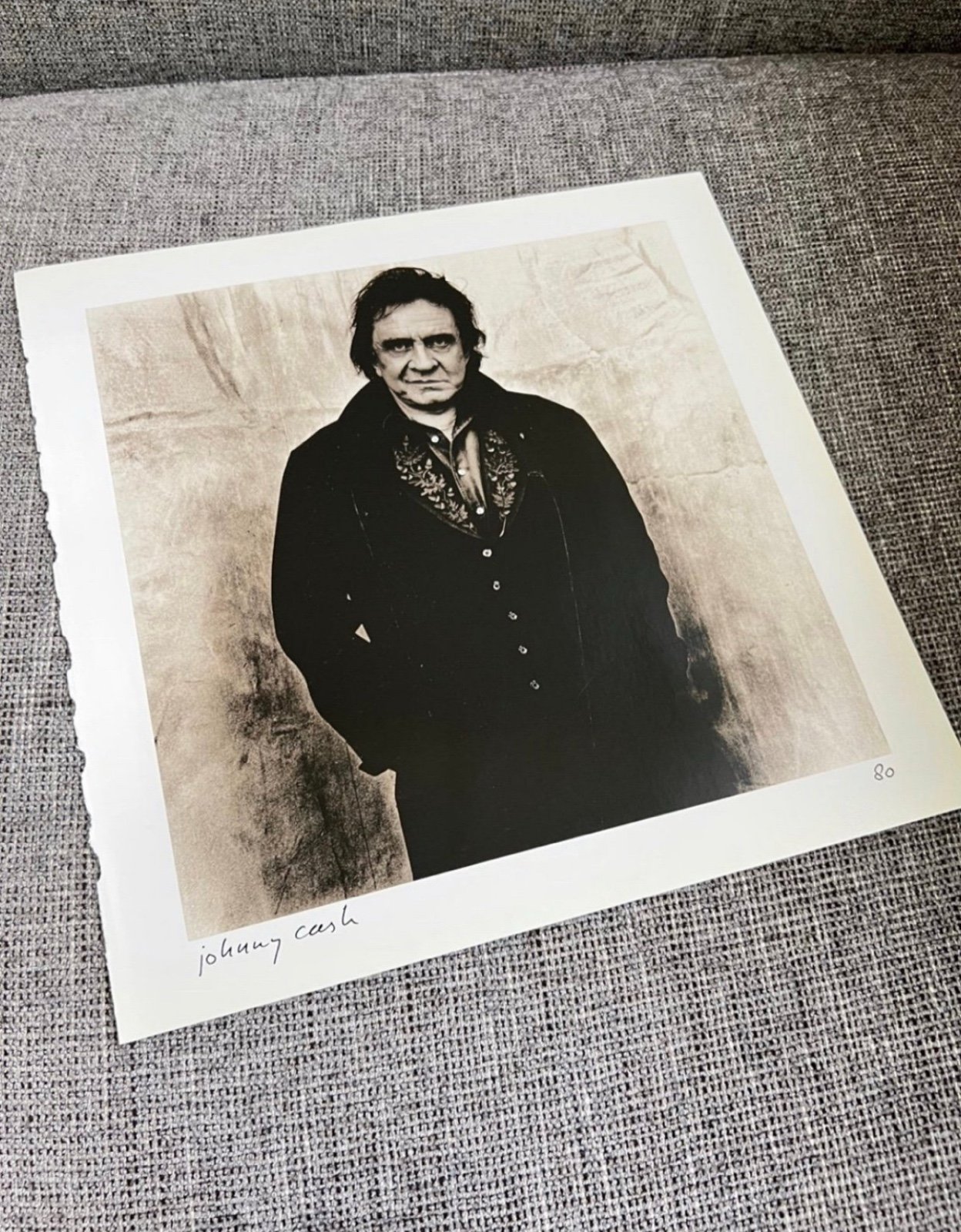 Vintage 90s Anton Corbijn Double Sided Johnny Cash x Willem Dafoe Print