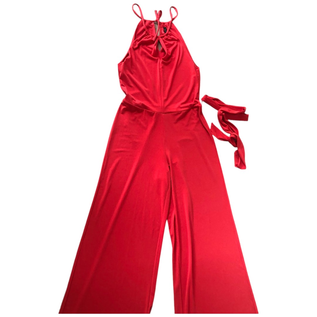 LAUREN RALPH LAUREN Red Wide Leg Crepe Halter Jumpsuit Size M