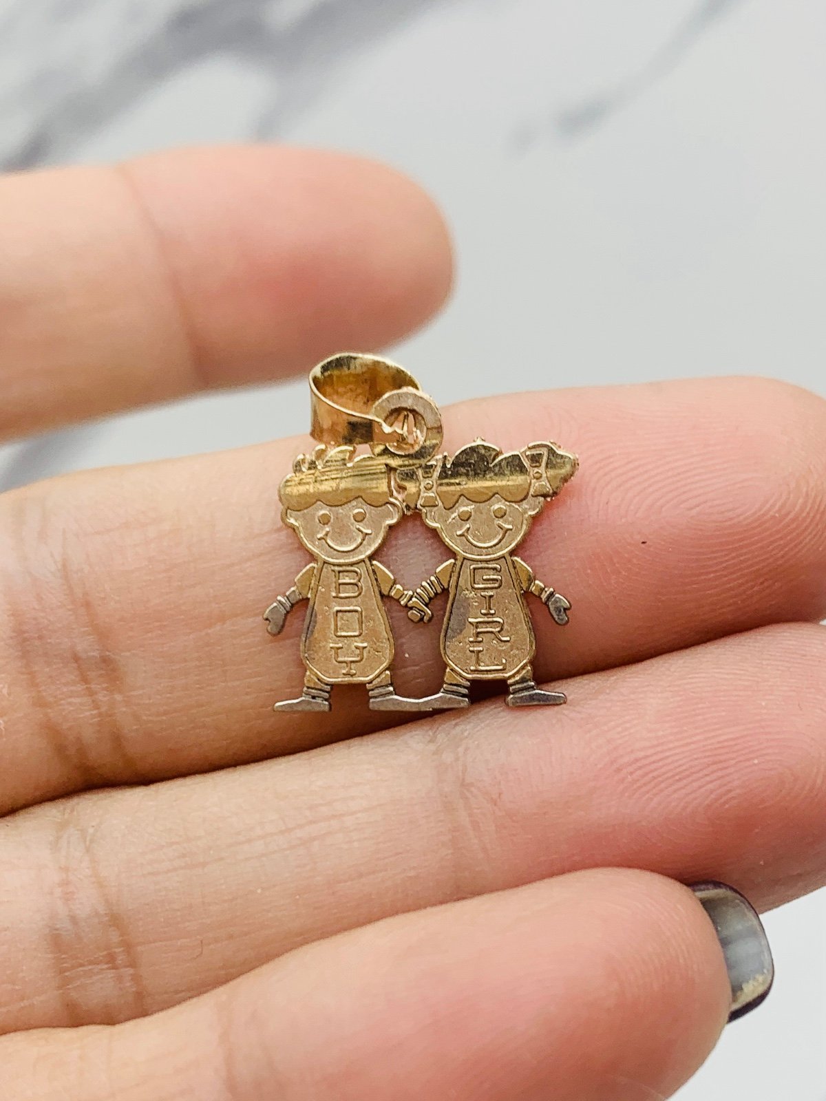 Real 10k Gold pendant Little Boy Son and daughter girl ❤️ daughter and son ❤️