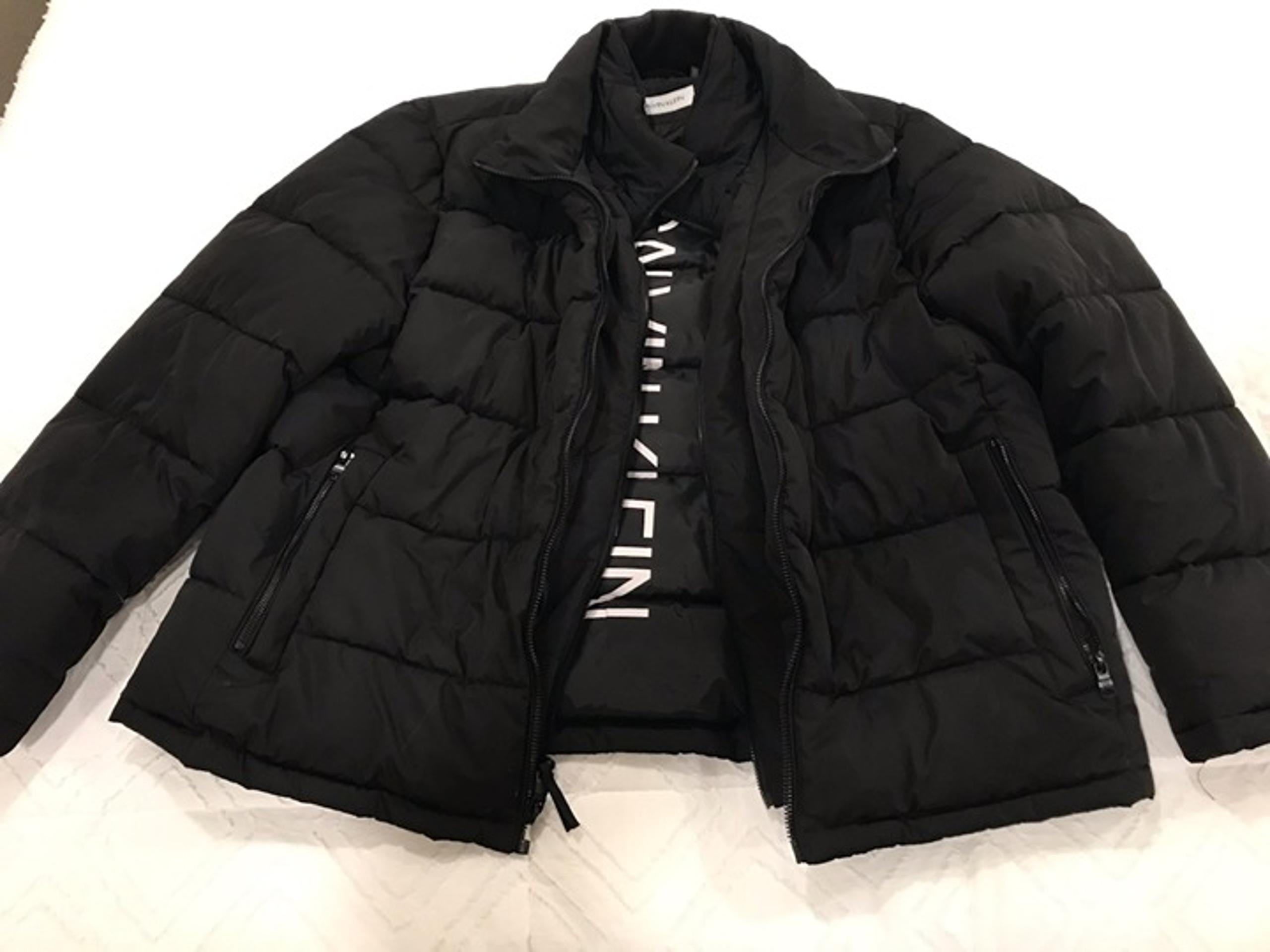 Calvin Klein Men's Black Full-Zip Collared Down Puffer Coat Jacket