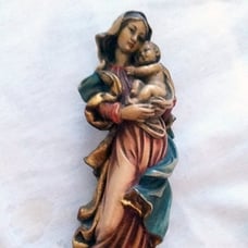 Vintage German Wood Carved and Hand-Painted Madonna of Peace