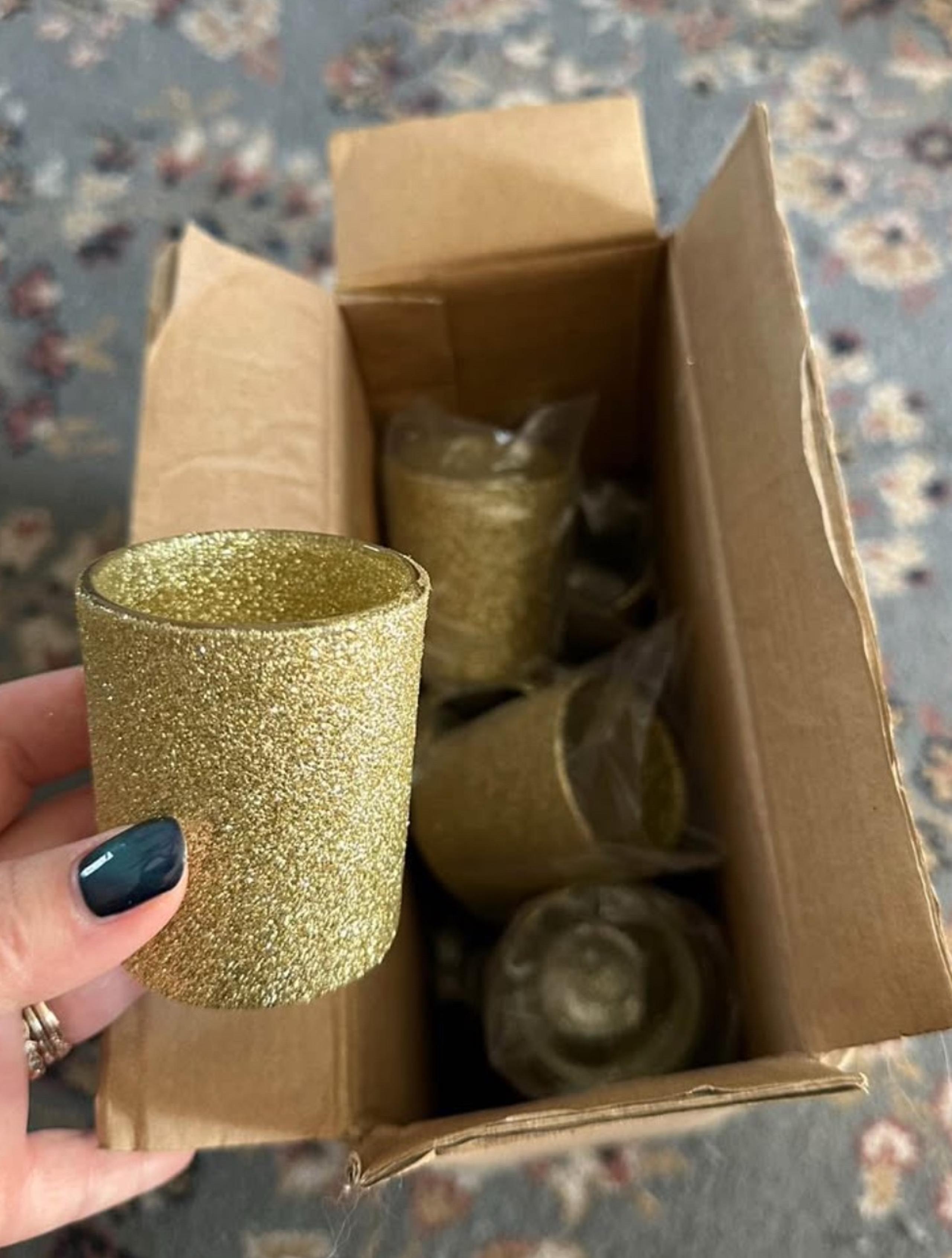 Gold glitter votives