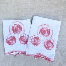 Peach & white hand crocheted Pillowcases