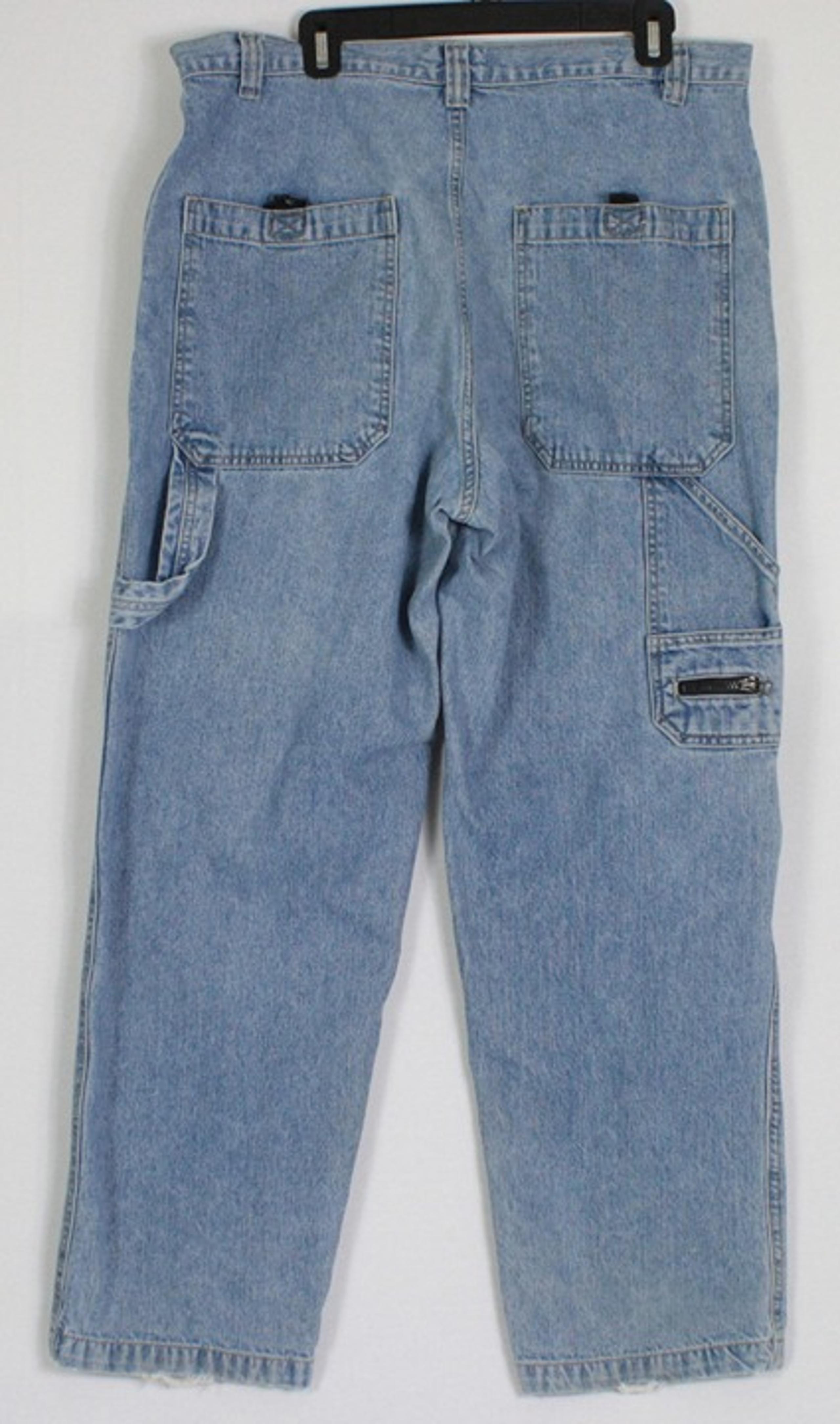 Vintage Y2K Utility Big Pocket Zippers Distressed 2000s Baggy Jeans Mens 36