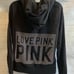 Victoria's Secret Love Pink Dog Black Long-Sleeved Rhinestone Zip Up Hoodie