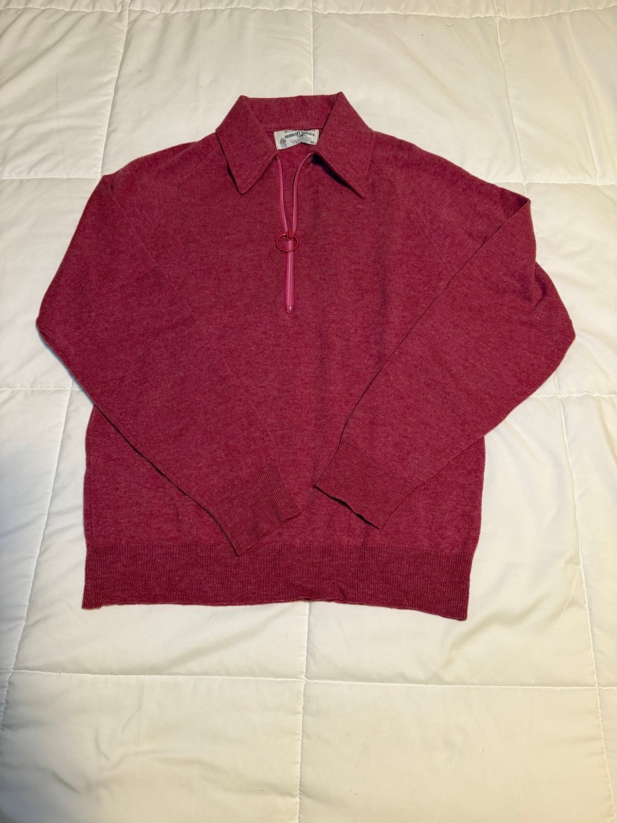 VTG Robert Bruce Wool 'O Mist virgin wool, half-zip collared red sweater
