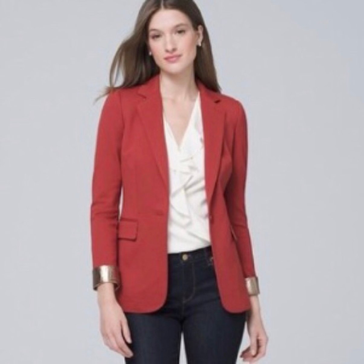 White House Black Market WHBM Rust Blazer with Metallic Size 8