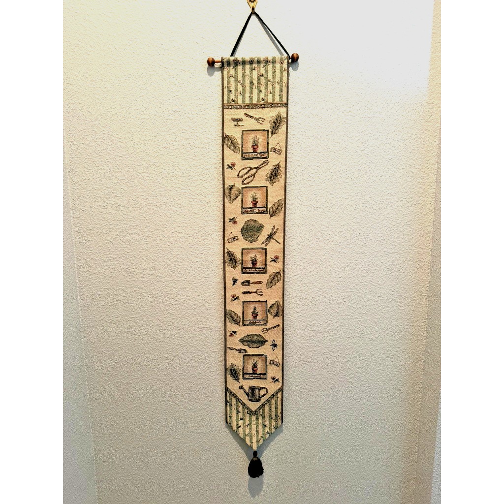 Pfaltzgraff Naturewood Bell Pull Tapestry Wall Hanging – 6.75x41 –Vintage Garden