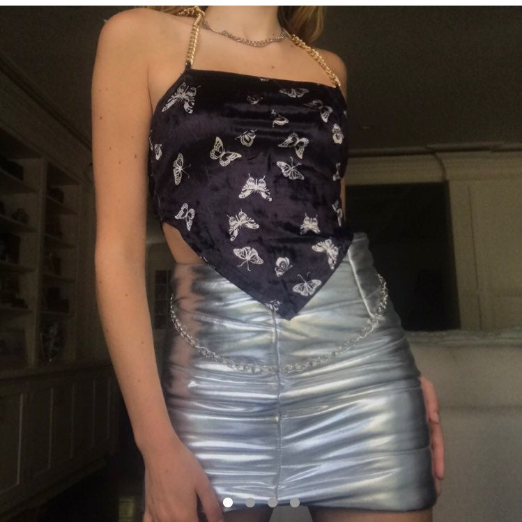 velvet butterfly print halter top
