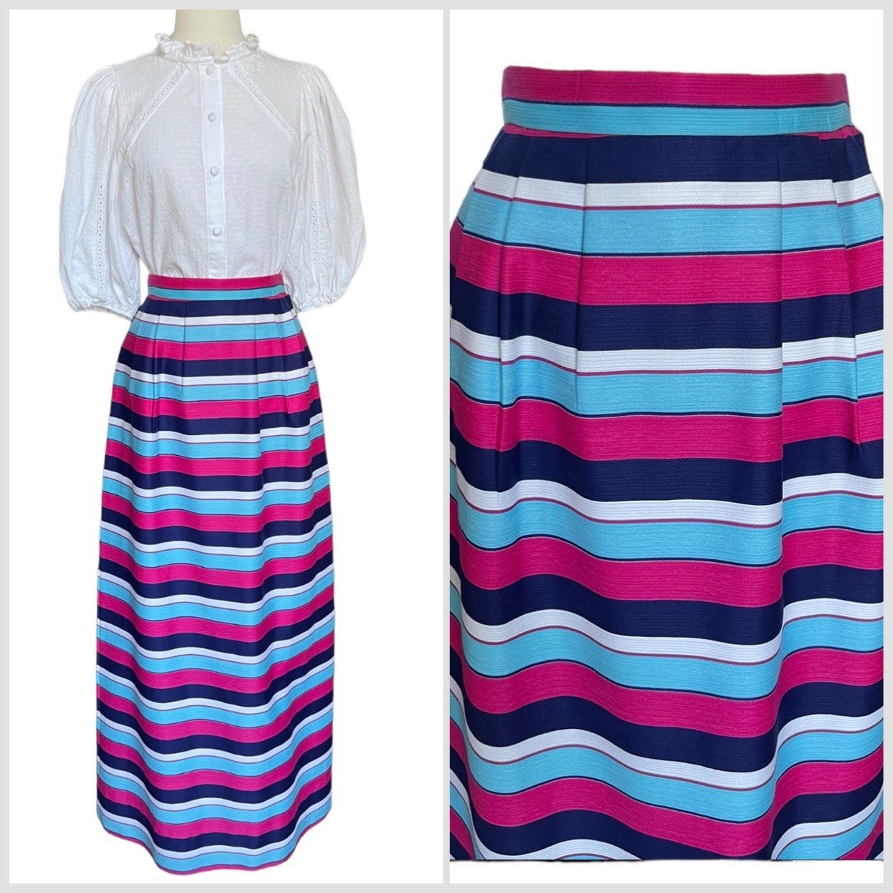 McMullen Sportswear Striped Maxi Skirt Hostess Skirt XS