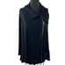 NEW TEREZ Black Foldover Collar 1/2 Zip Sweater Zipper Hem Tunic Jacket USA S