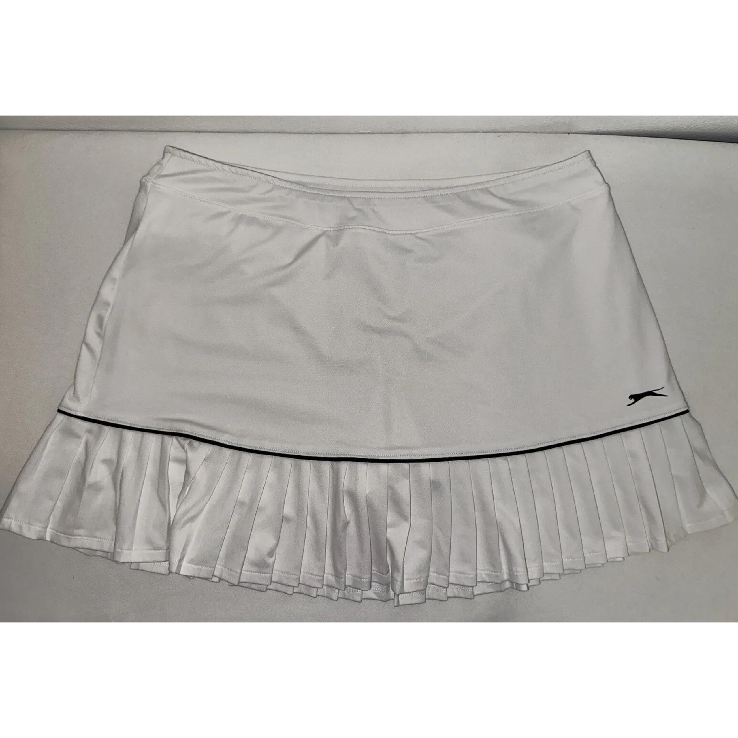 Pull On A-Line Pleated Tennis Skirt Skort Women's Large White (Shorts) - Slazenger