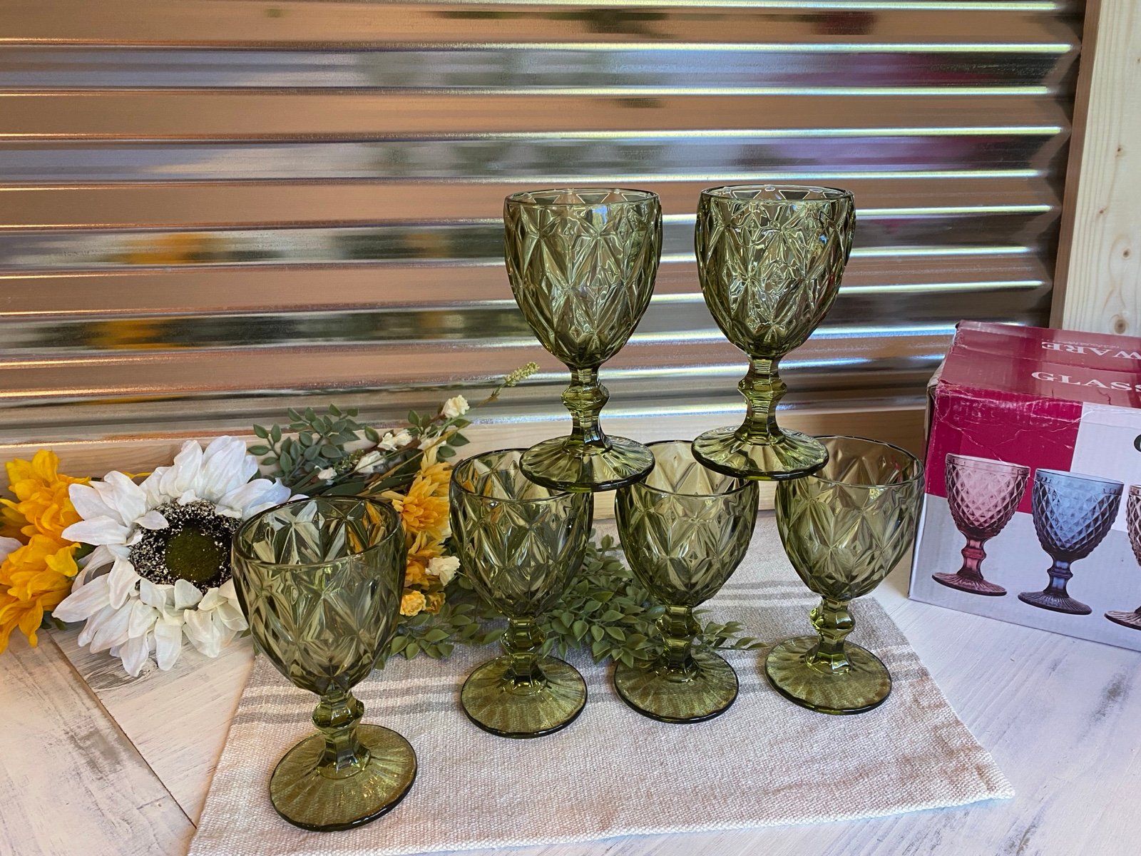 Three sets of 6 green iced tea glasses for Kikoof4