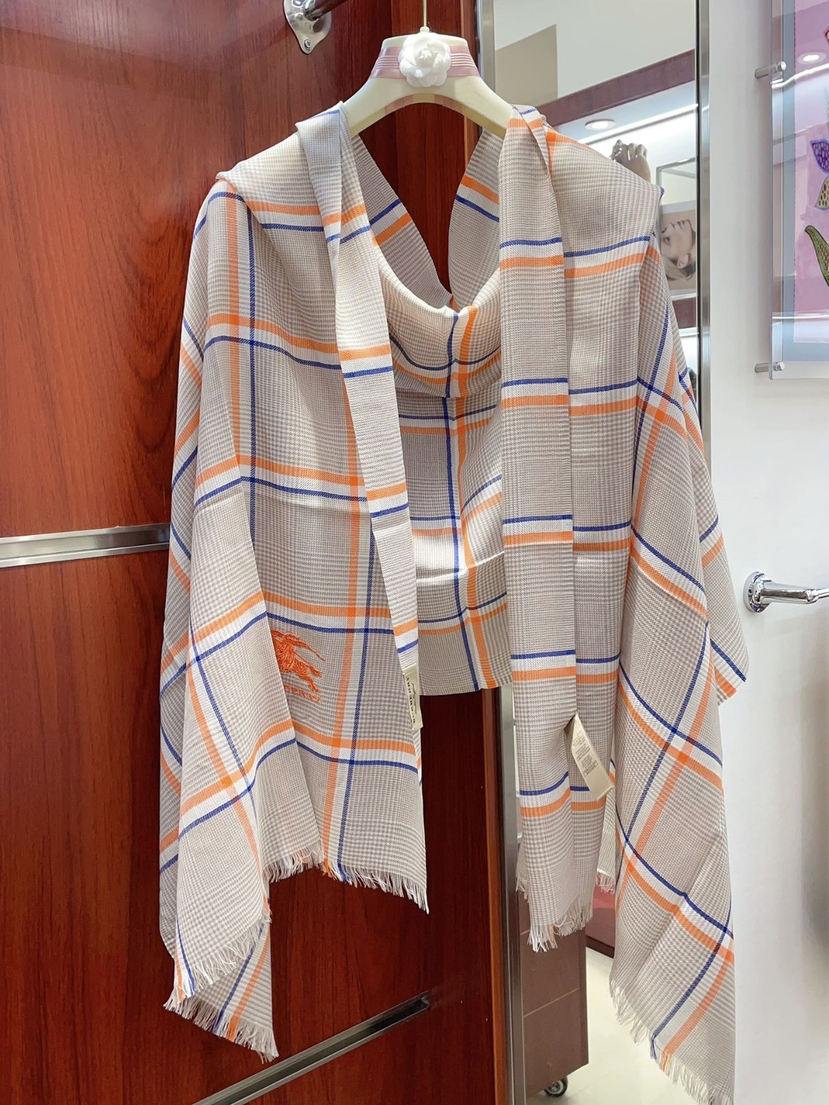 Blue and orange color matching scarf