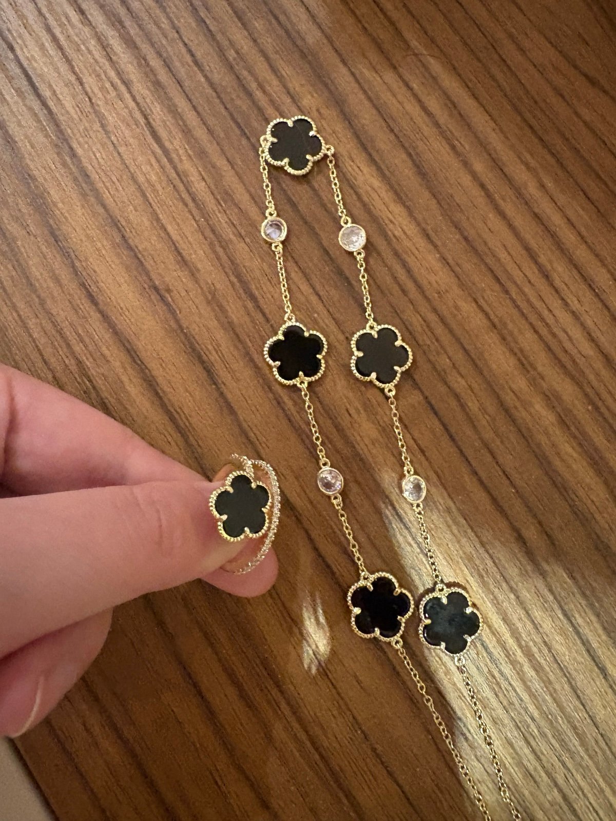 CZ by Kenneth Jay Lane clover ring and necklace set