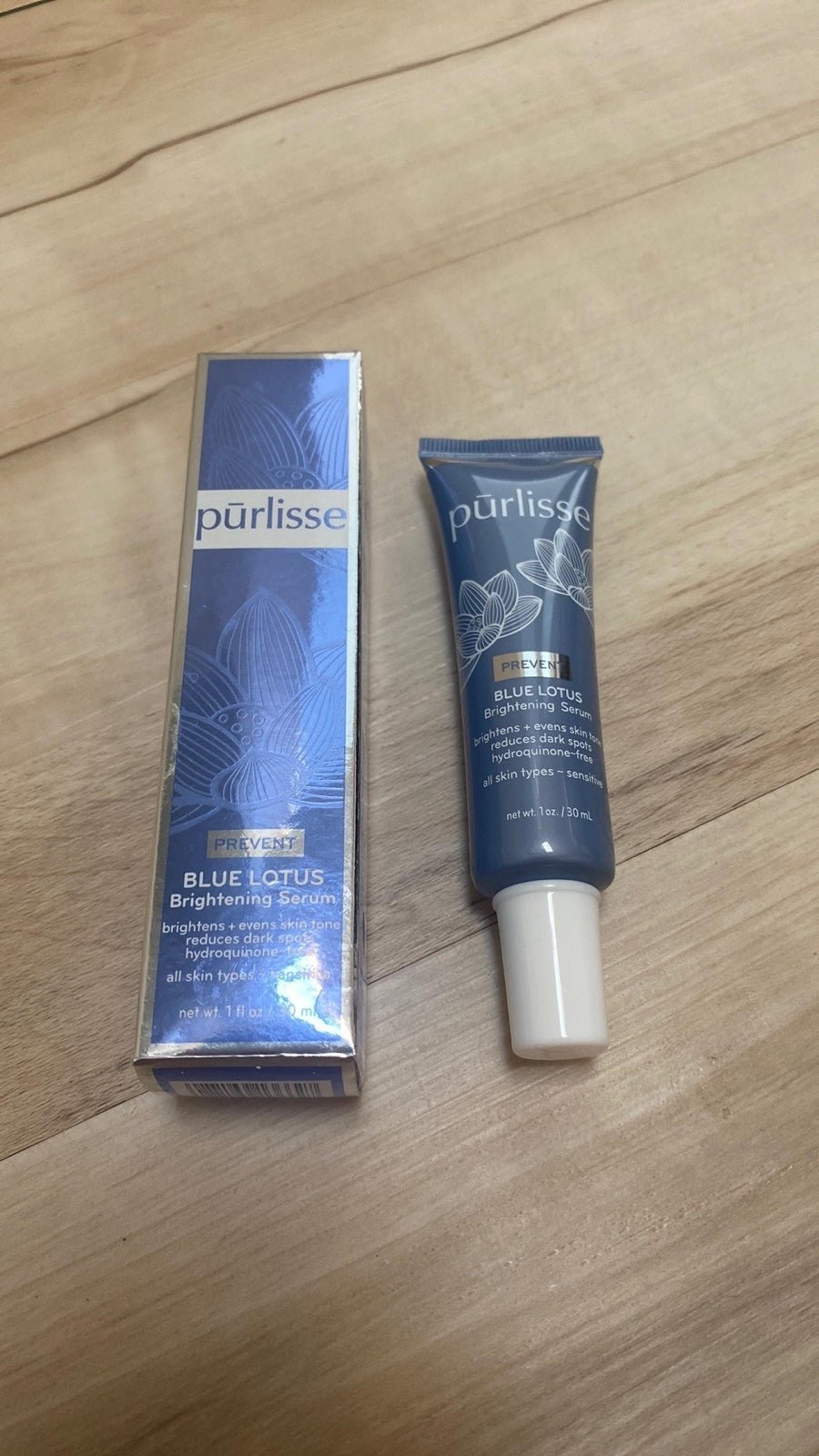 NEW Purlisse Prevent Blue Lotus Brightening Serum 30 ml. Never used. Brightens a