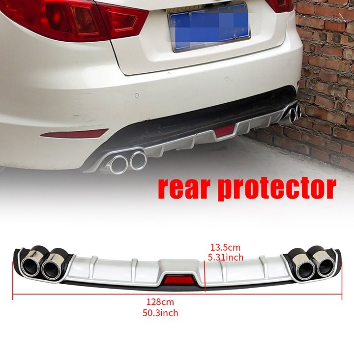 New Universal White Rear Bumper Lip Diffuser Splitter Shark Fin Style Protector