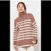 NWT Line & Dot large cozy soft brown cream striped turtleneck relaxed fit